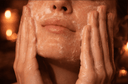 Close-up of a woman gently cleansing her face with foaming cleanser, representing a luxury skincare ritual at Gene Juarez Salon & Spa