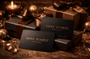 Gene Juarez Salon & Spa gift cards displayed with luxury gift boxes and warm candlelight ambiance.